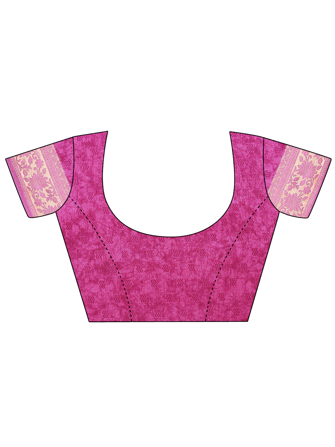 Cotton Blend Geometric Rani Magenta Saree