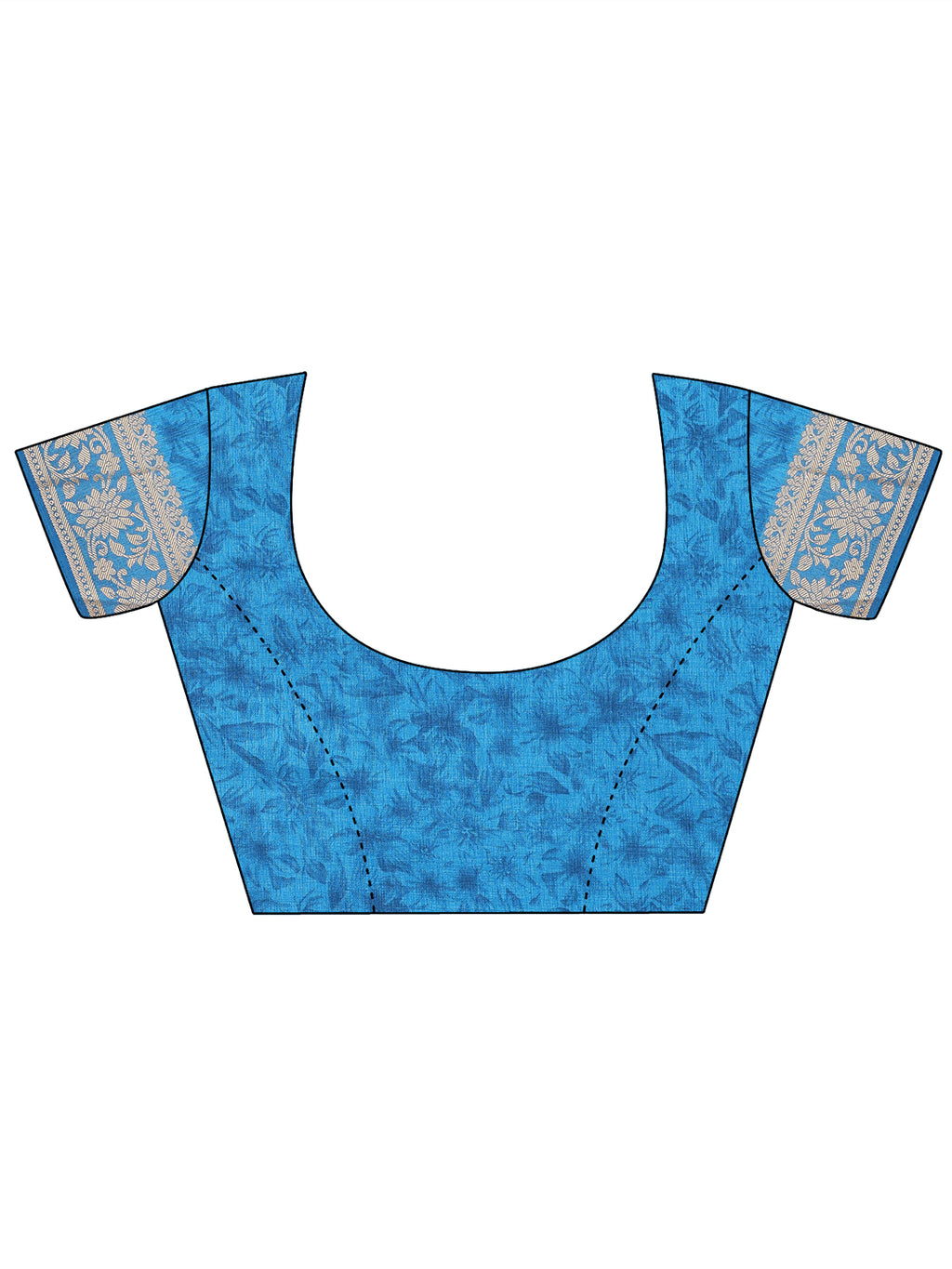Cotton Blend Floral Sky Blue Saree