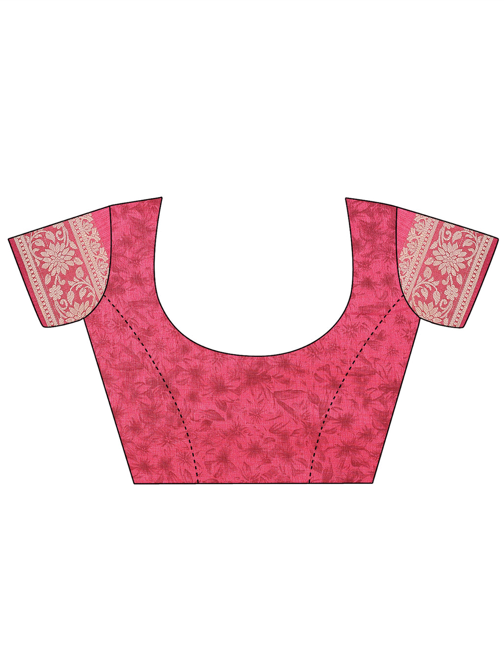 Cotton Blend Floral Rose Pink Saree