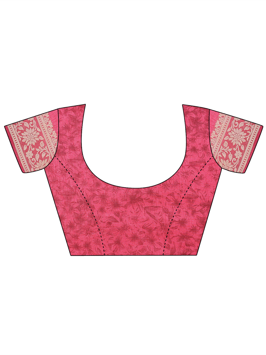 Cotton Blend Floral Rose Pink Saree