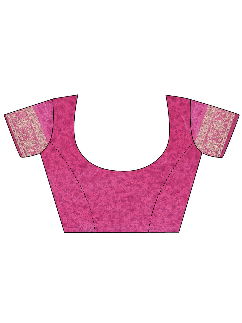 Cotton Blend Floral Rani Pink Saree