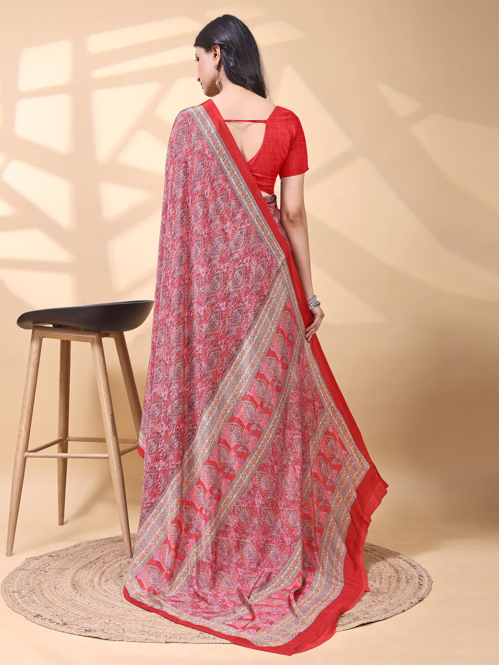 Crepe Ethnic Motif Dusty Rose Pink Saree