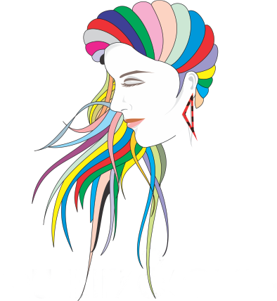 Colorful hair with rainbow colors on a white background