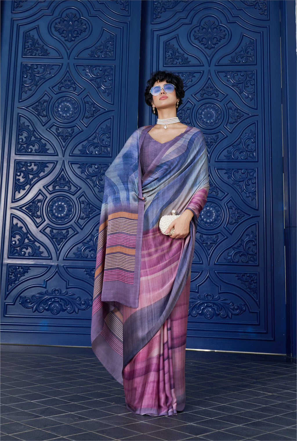 Sheen Digital Illustration Muted Rose Saree