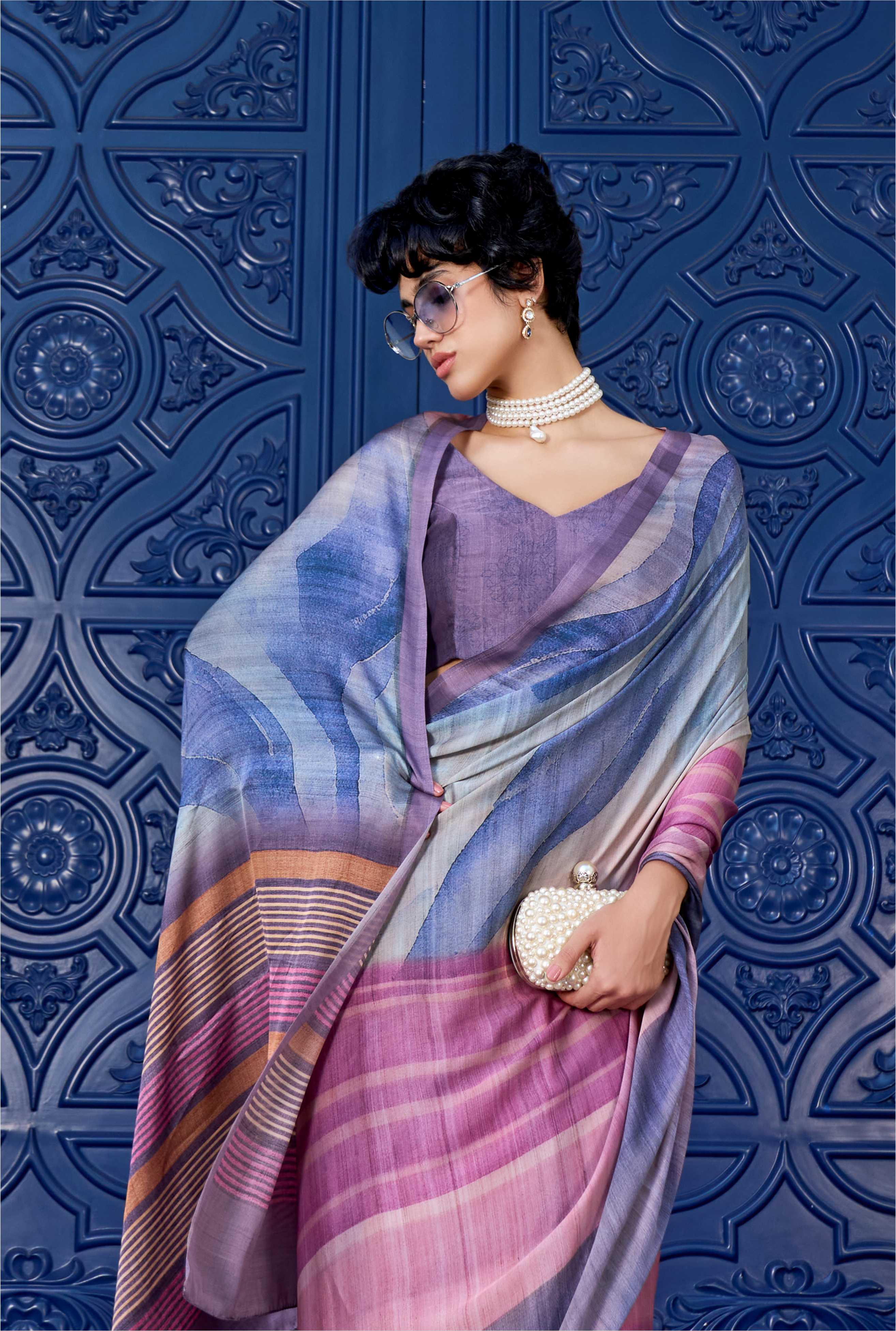 Sheen Digital Illustration Muted Rose Saree