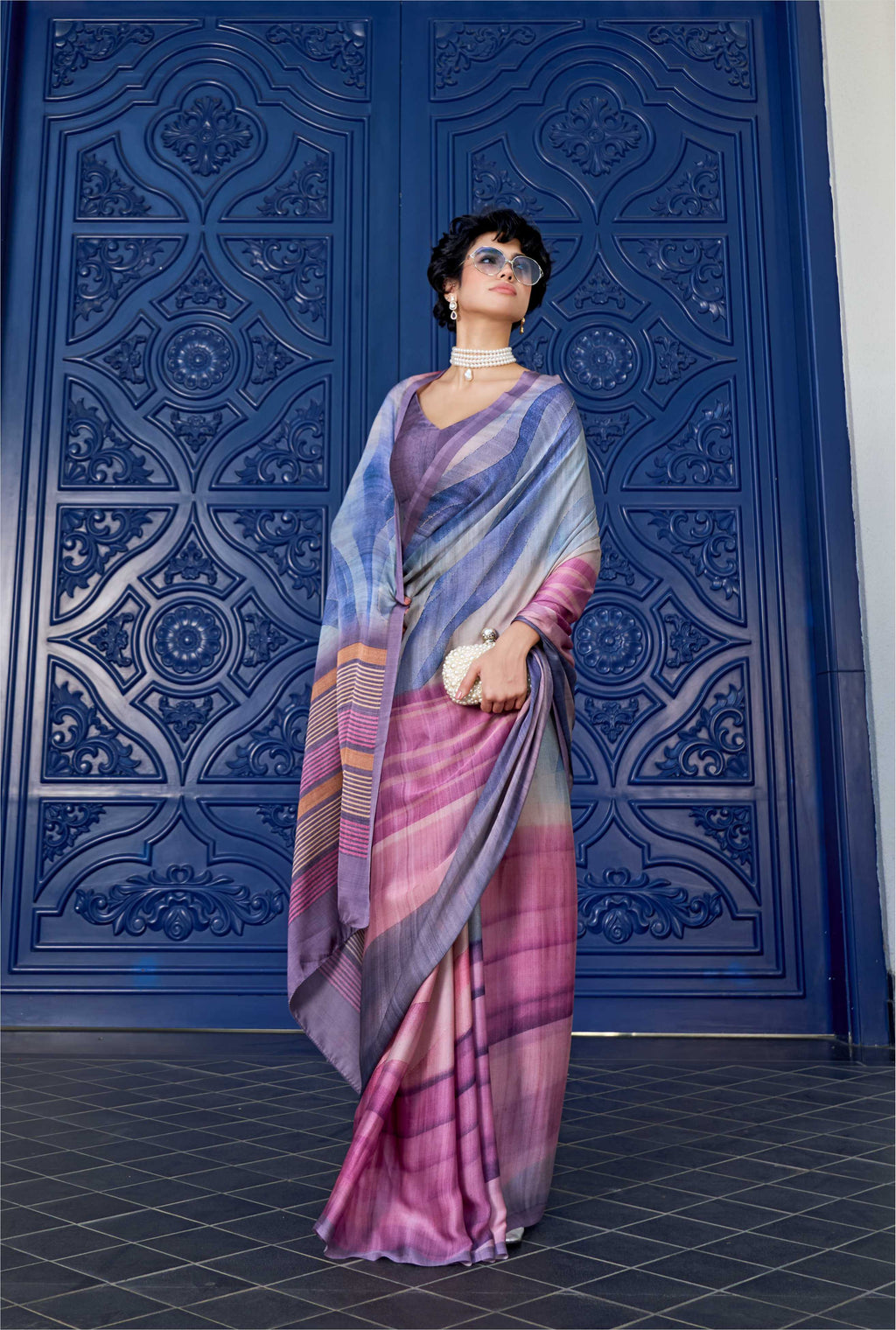 Sheen Digital Illustration Muted Rose Saree