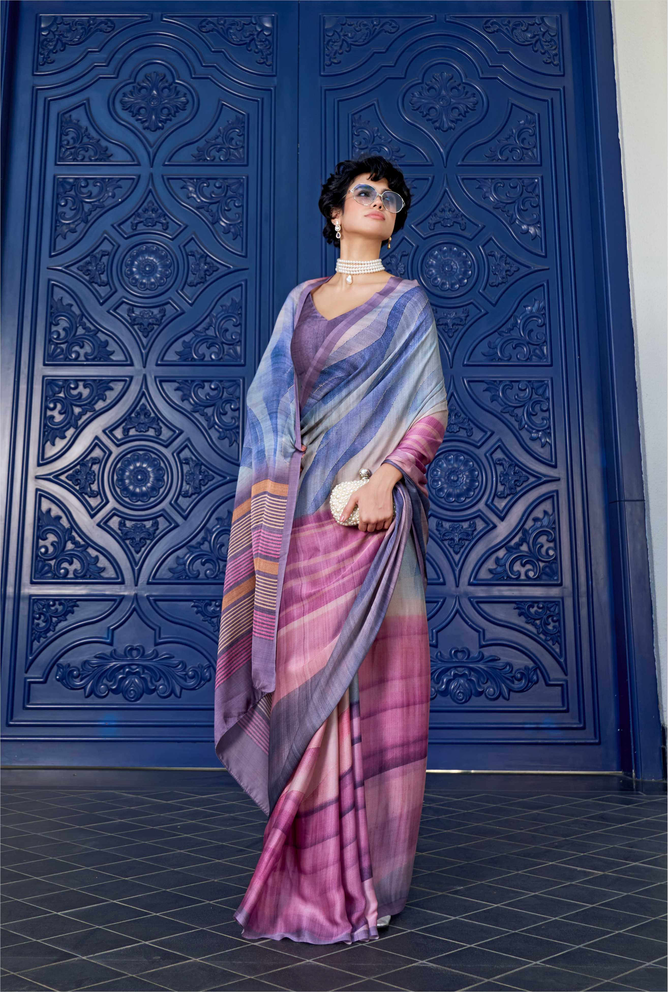 Sheen Digital Illustration Muted Rose Saree