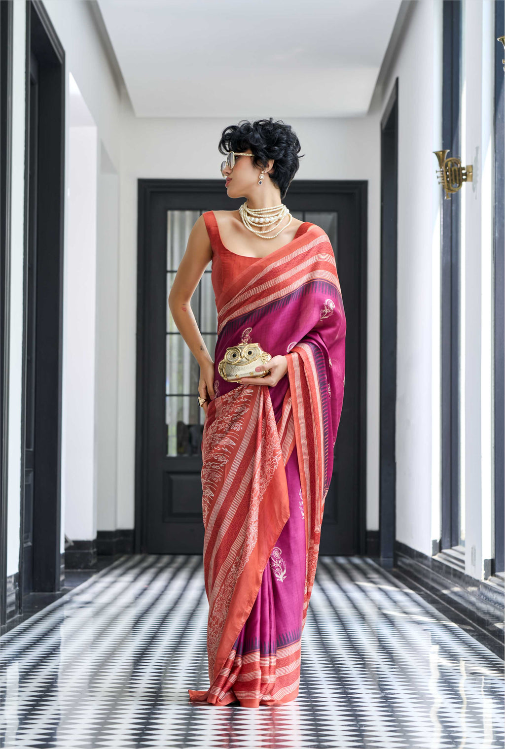 Modal Silk Ethnic Motif Crimson Maroon Saree