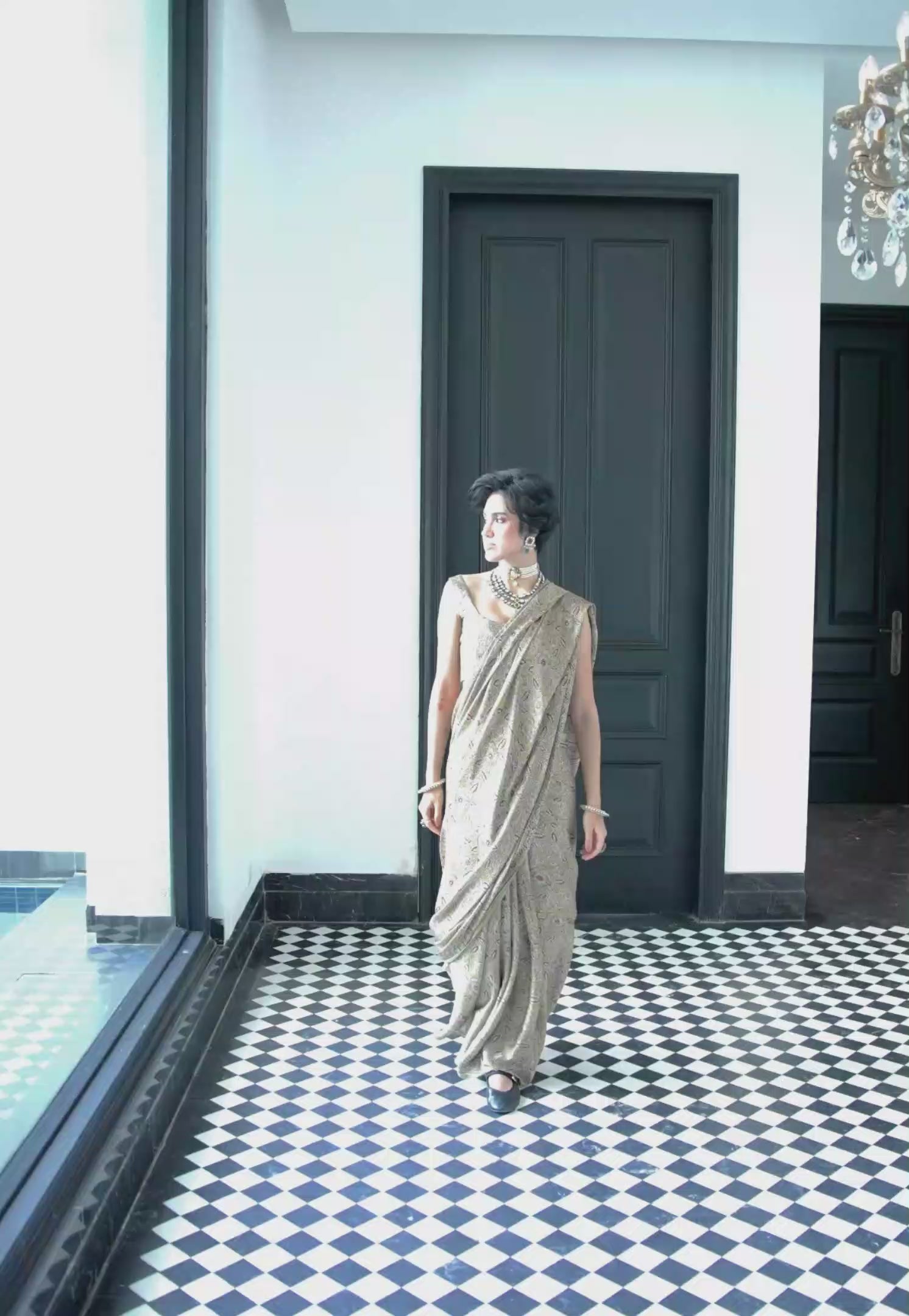 Modal Silk Ethnic Motif Moss Green Saree