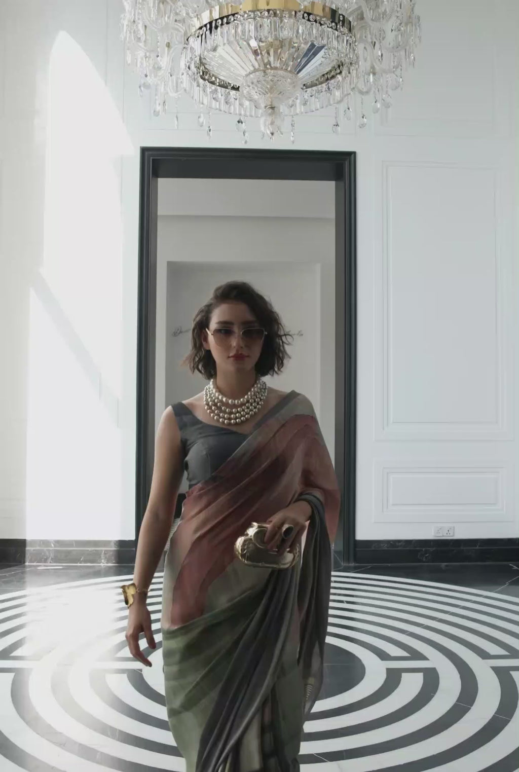 Sheen Digital Illustration Sage Green Saree